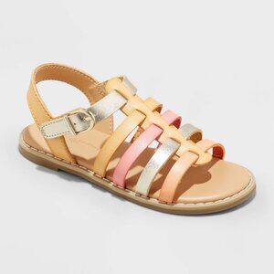 Cat & Jack Girls Metallic Gold, Peach, Pink and Tan Strappy Sandals